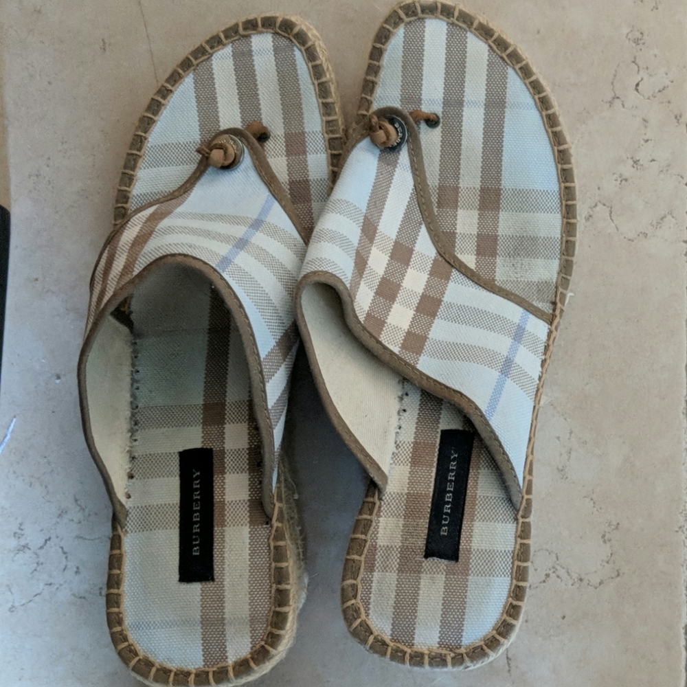 Burberry Light Blue Tan Espadrilles